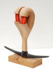 Pickhead II 2018 oak, steel, oil paint