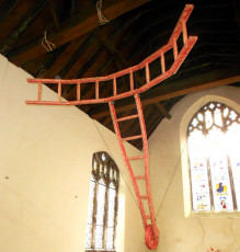 Saraqael, oak and steel 133x15x14cms