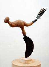 Toolskater XV, oak, found objects